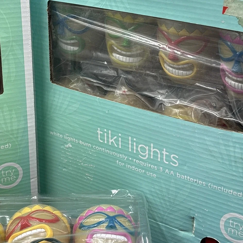 Tiki String Lights 8' Long Hawaiian Style Luau Bar Pool Party Blow Mold Set 2